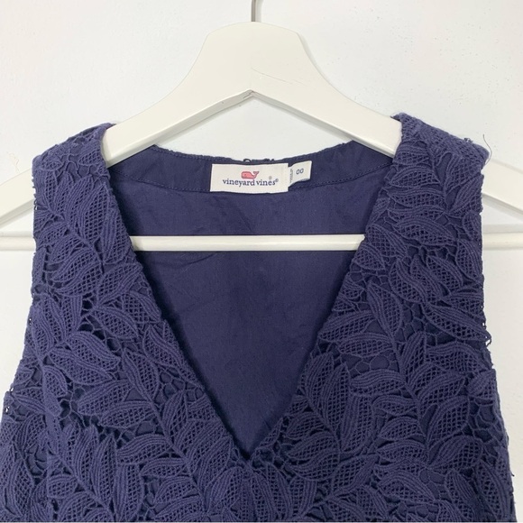 Vineyard Vines Leaf Lace Dress in Blue size 00 - Picture 5 of 9